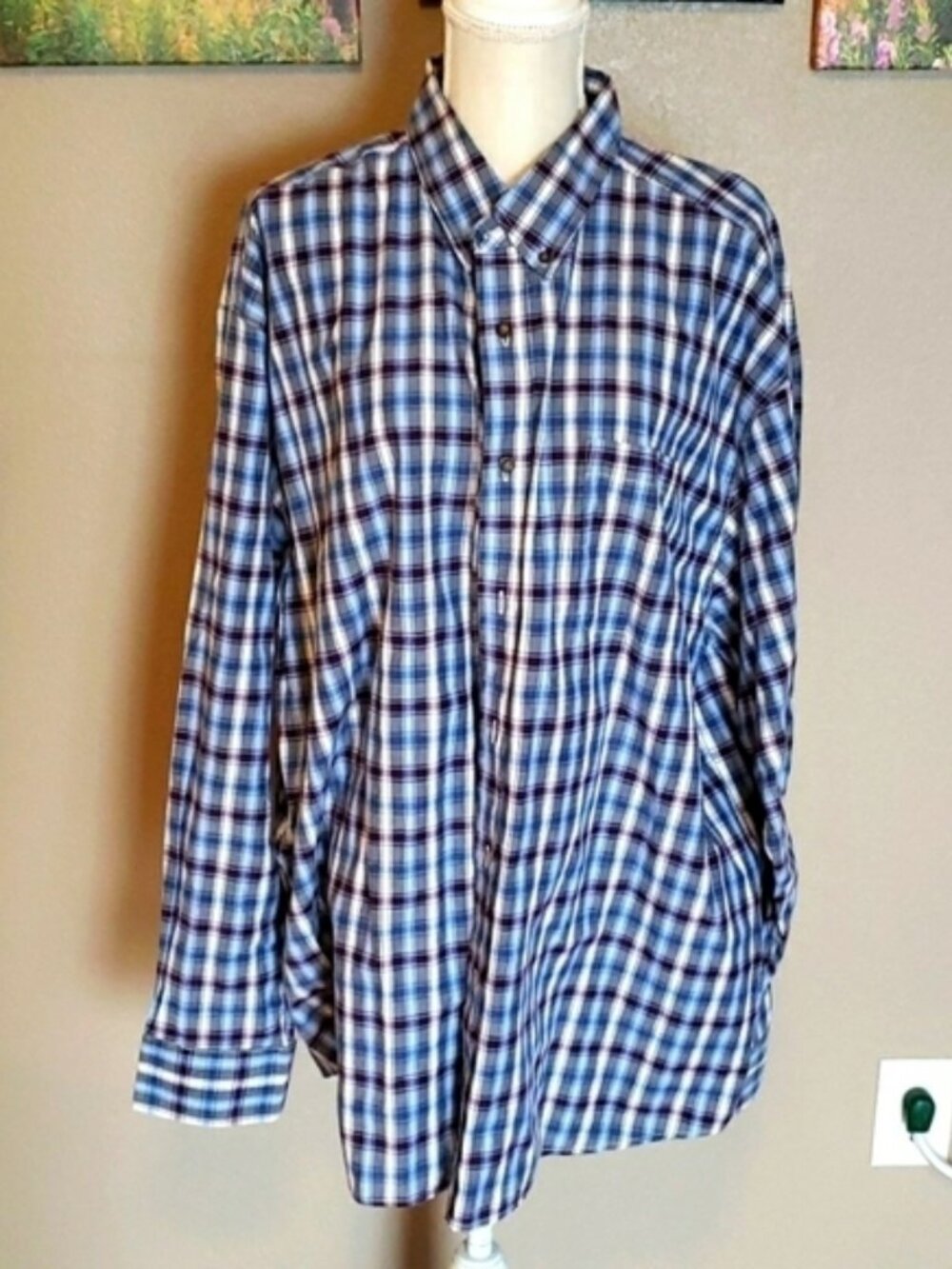 Wrangler western checkered plaid button down shirt